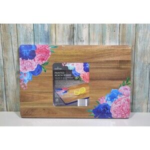 Crofton Painted Floral Acacia Cutting Board Large 12x18